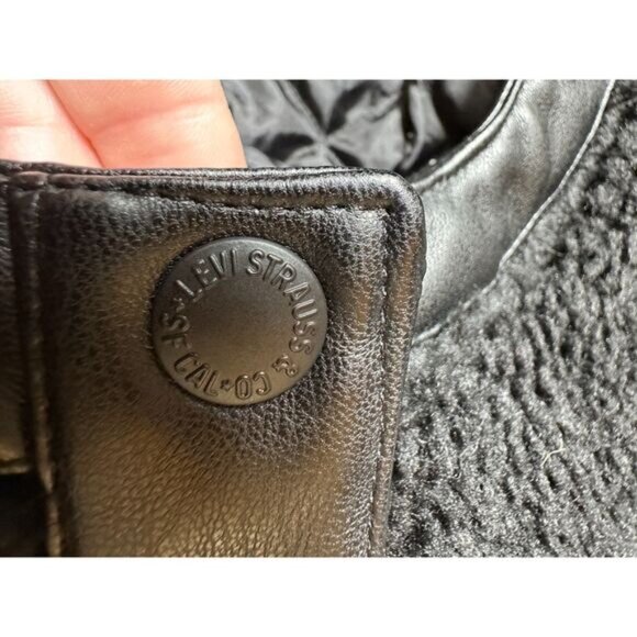 Levi Strauss & Co Black Faux Shearling Quilted Parka Size Large - Picture 5 of 9